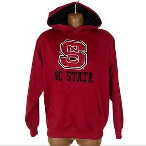 NC State University College Hoodie Sweat Shirt Fleece Lined Youth 12-14 M Red